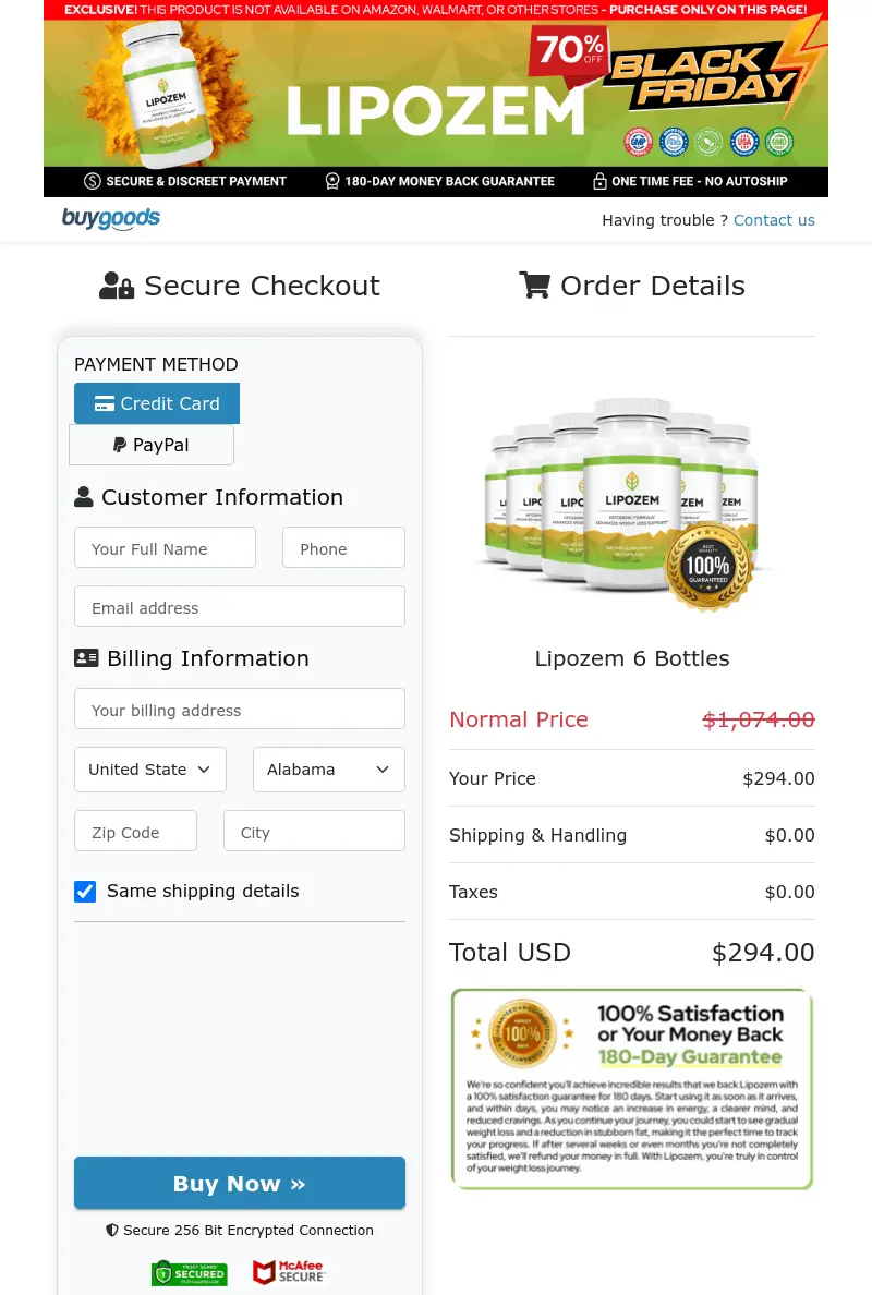  Lipozem Order Form